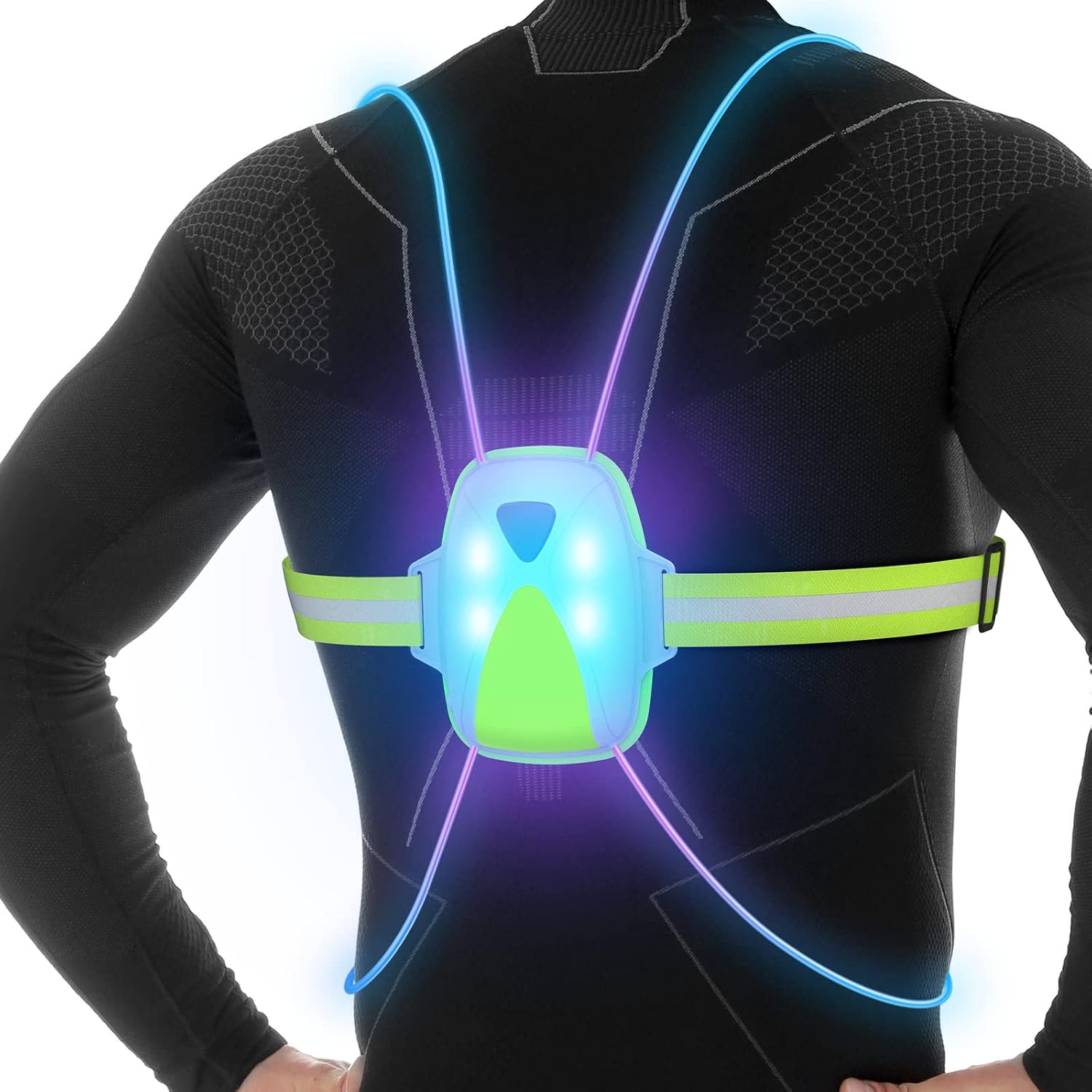 Ni-SHEN Reflective Running Vest with Front Light, 360° Illumination and 9 Modes