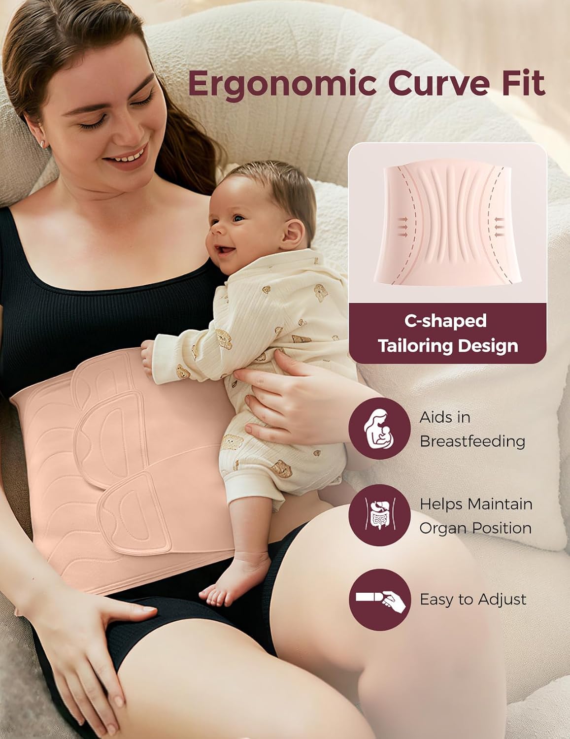 Detalle de Momcozy Ergowrap Postpartum Belly Band for C-Section Recovery