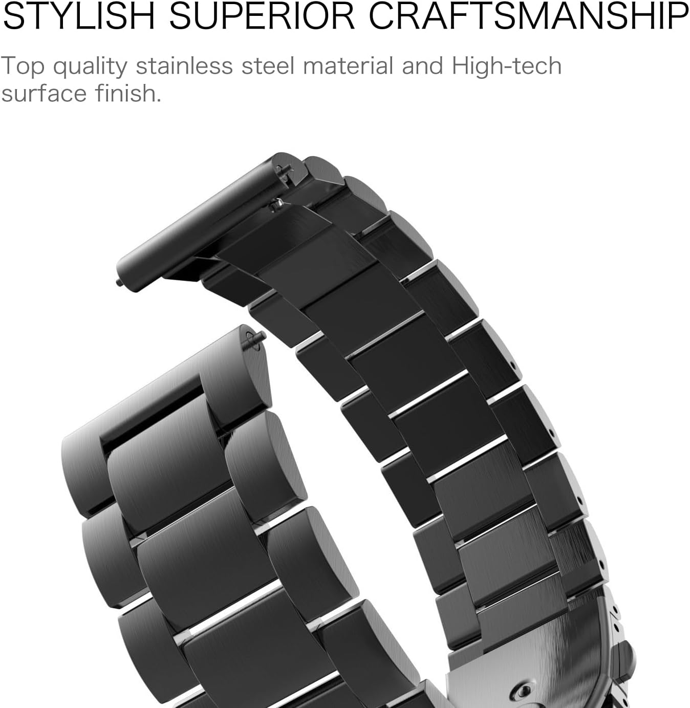 Detalle de FINTIE Armband für Garmin 45mm, Edelstahl schwarz