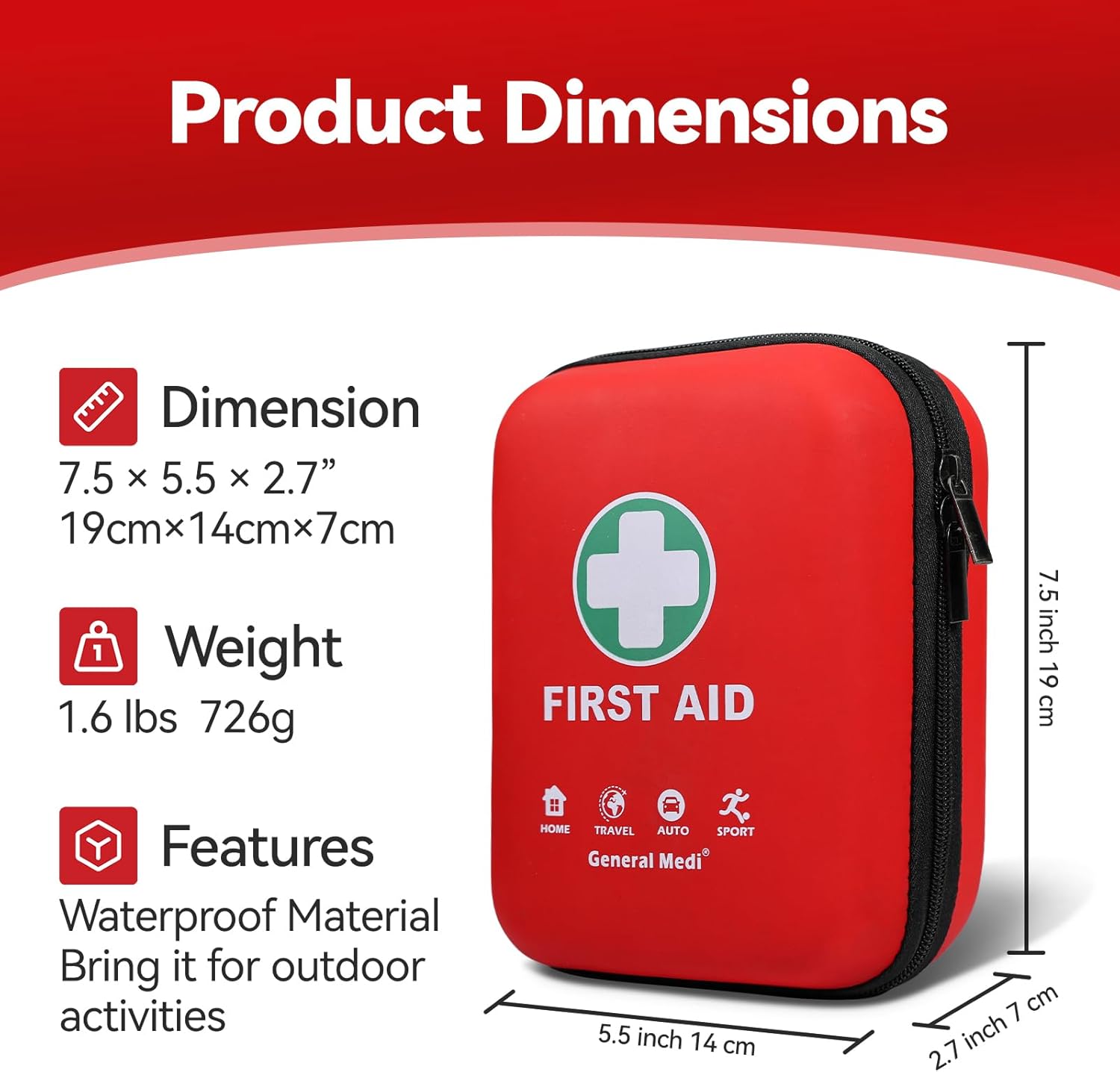 Detalle de First Aid Kit 170-piece travel set 🩹
