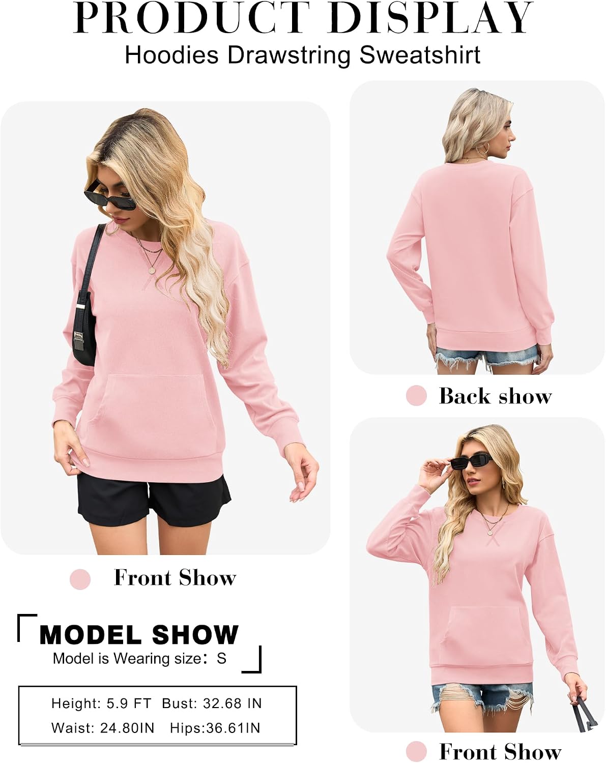 Thumbnail 5 de AUSELILY Oversized Women's Crewneck Sweatshirt with Kangaroo Pocket