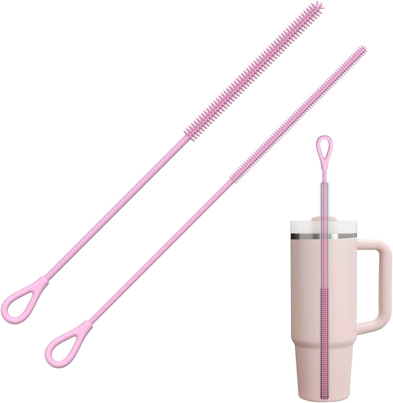 Detalle de Silikon Strohhalm Bürste 2er Set Rosa