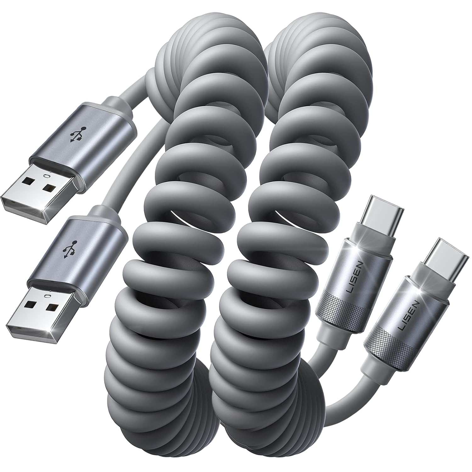 Detalle de LISEN Coiled USB C Cable 1.2m for CarPlay