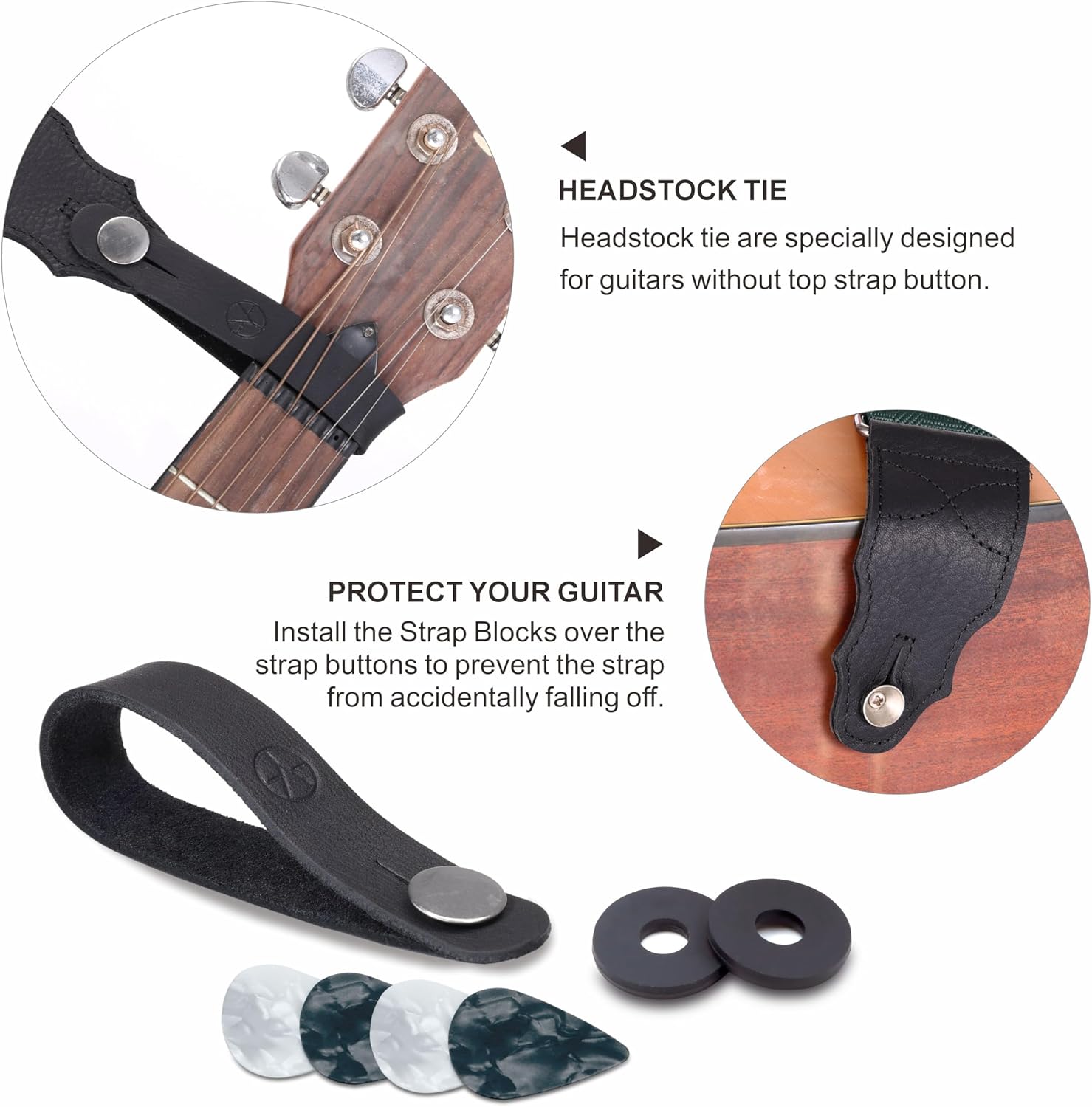 Thumbnail 6 de YIKOKO Gitarrengurt aus Rindsleder „Kopfschicht“-Design, verstellbar 38–64 Zoll