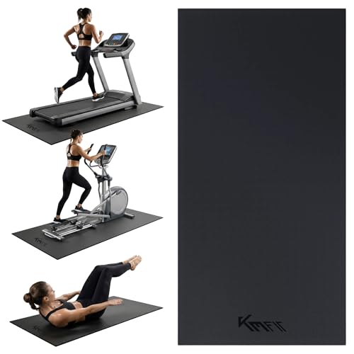 Detalle de KM-Fit Bodenschutzmatte 120x60x0,8 cm – rutschfeste Unterlage für Fitnessgeräte und Boden