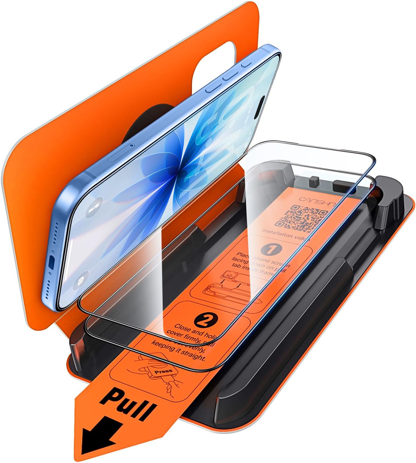Detalle de CANSHN iPhone 17 Glass Screen Protector, 2-Pack, 9H, One-Step Install
