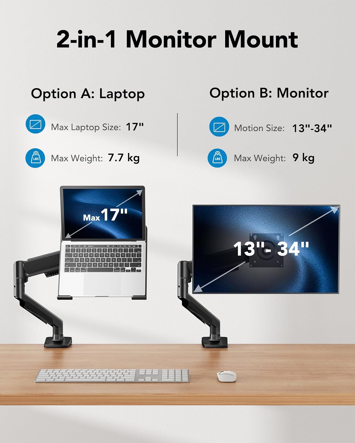 Detalle 2 de HUANUO 2-in-1 Laptop Halterung Monitorarm 13–34 Zoll