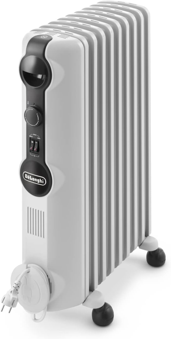 De'Longhi TRRS0920 Radiatore ad Olio Elettrico 9 Elementi – Calore prolungato e gestione semplice