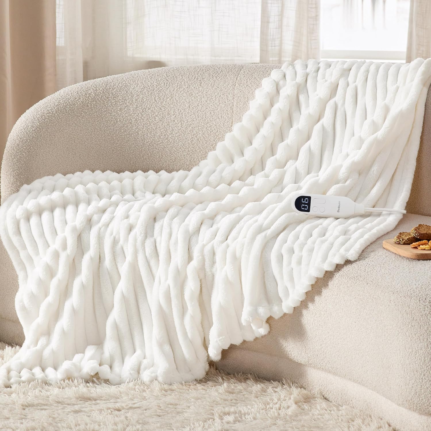 Detalle de Bedsure Heated Throw Blanket, 50 x 60 Inches