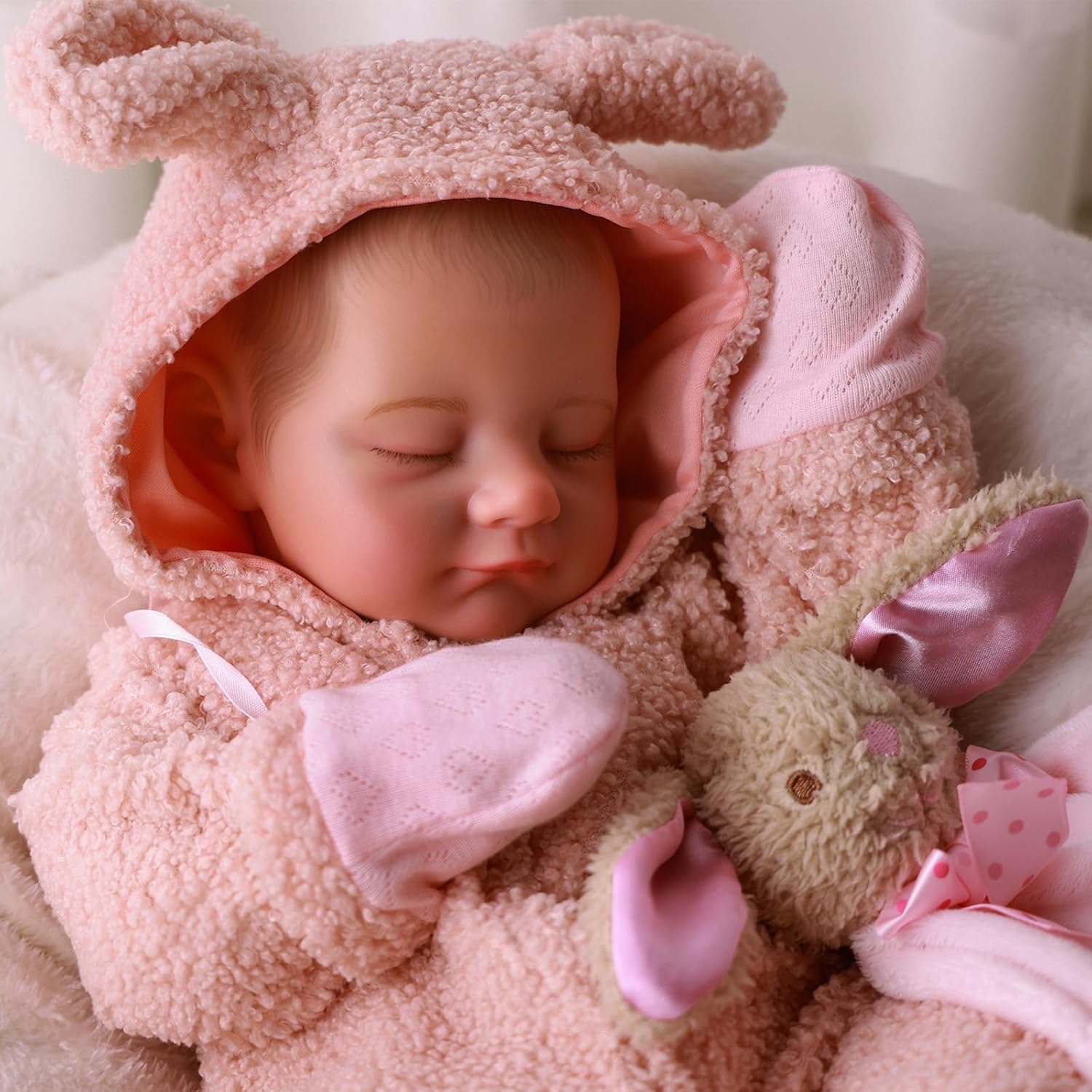 Thumbnail 2 de BABESIDE Reborn-Baby Dolls 20 Inch: Realistic Cloth-Bodied Doll with Plush Bunny Outfit