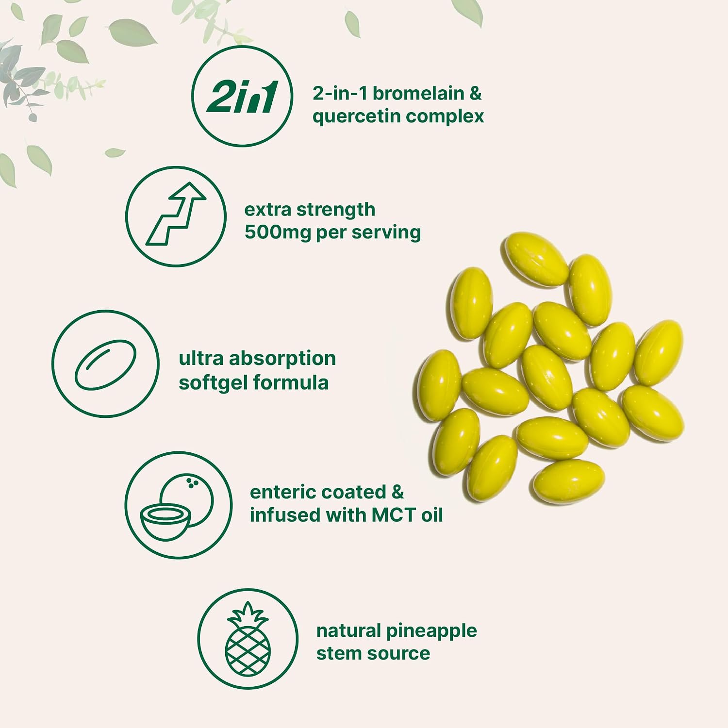 Detalle de Micro Ingredients Bromelain Supplement, 240 Softgels