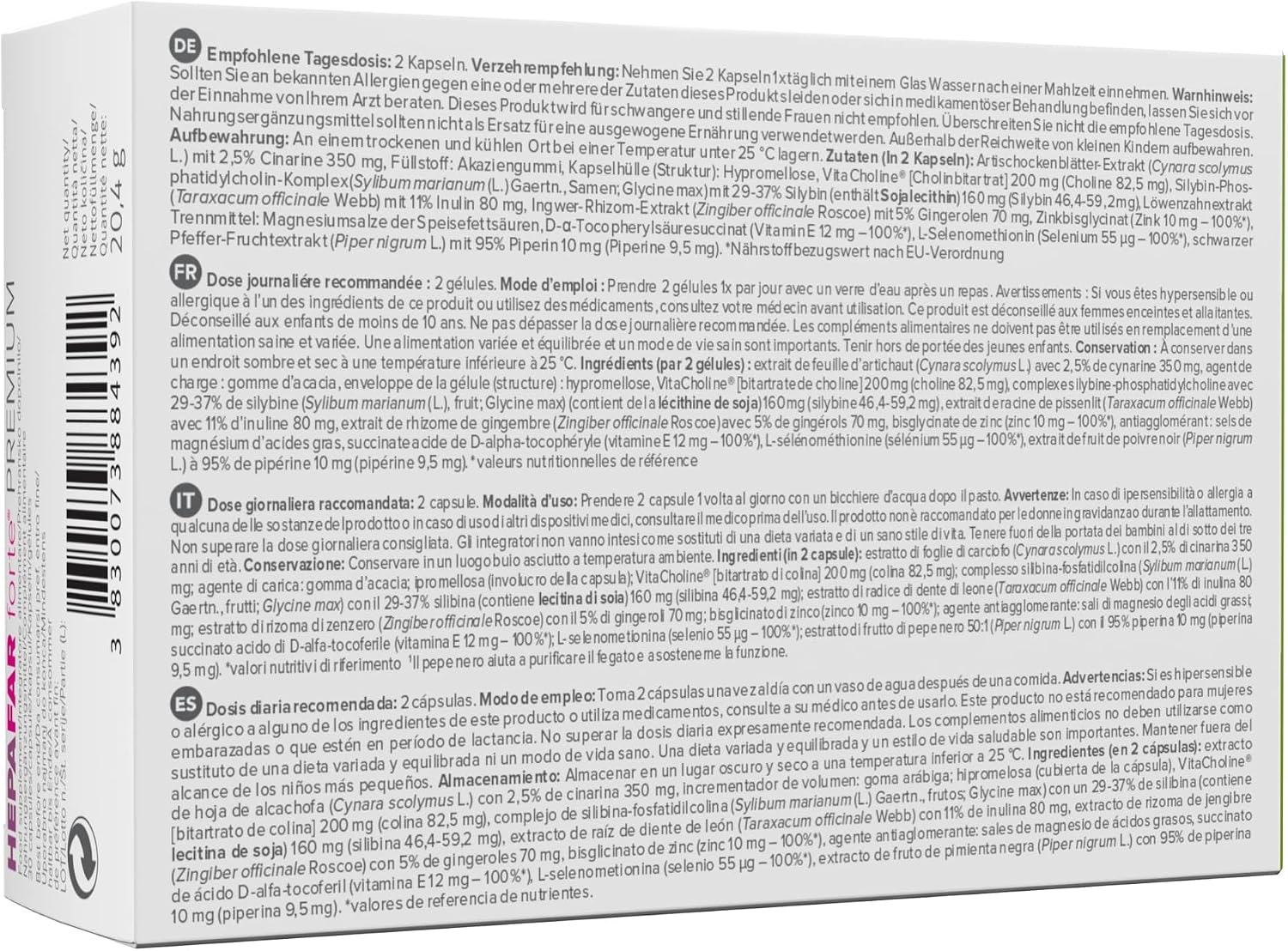 Thumbnail 6 de Hepafar Forte Premium Mariendistel/Artischocke/Löwenzahn Komplex mit Vitamin E – Leber Kur, 120 Kapseln für 60 Tage