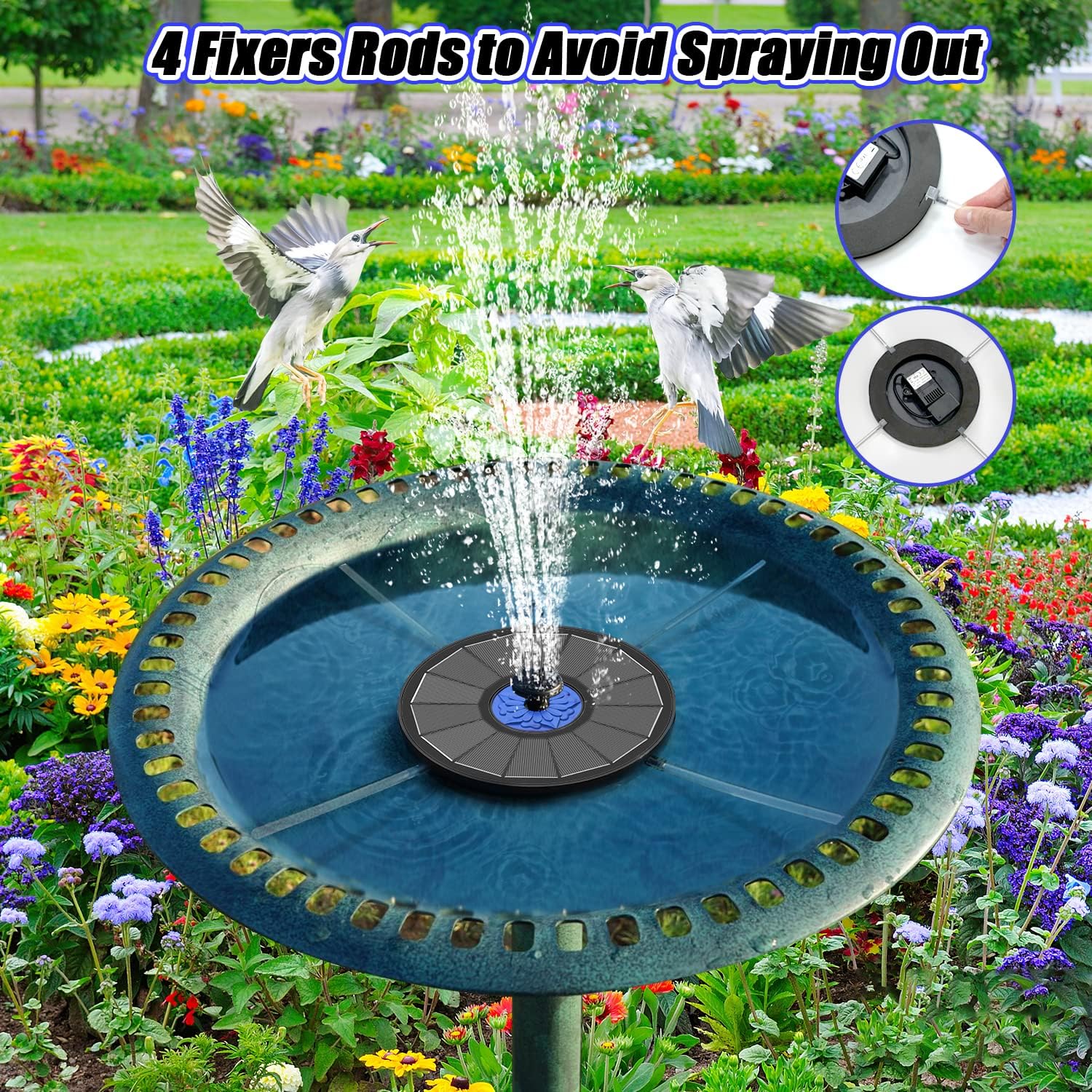 Thumbnail 3 de SZMP Solar Fountain Upgrade: 3.5W Solar-Powered Bird Bath Fountain with 7 nozzles