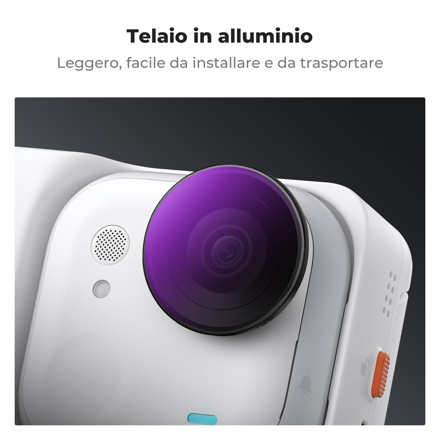 Detalle de K&F CONCEPT Kit Filtri ND/PL per Insta360 Go Ultra – ND8/PL, ND16/PL, ND32/PL e ND64/PL (4 pezzi)