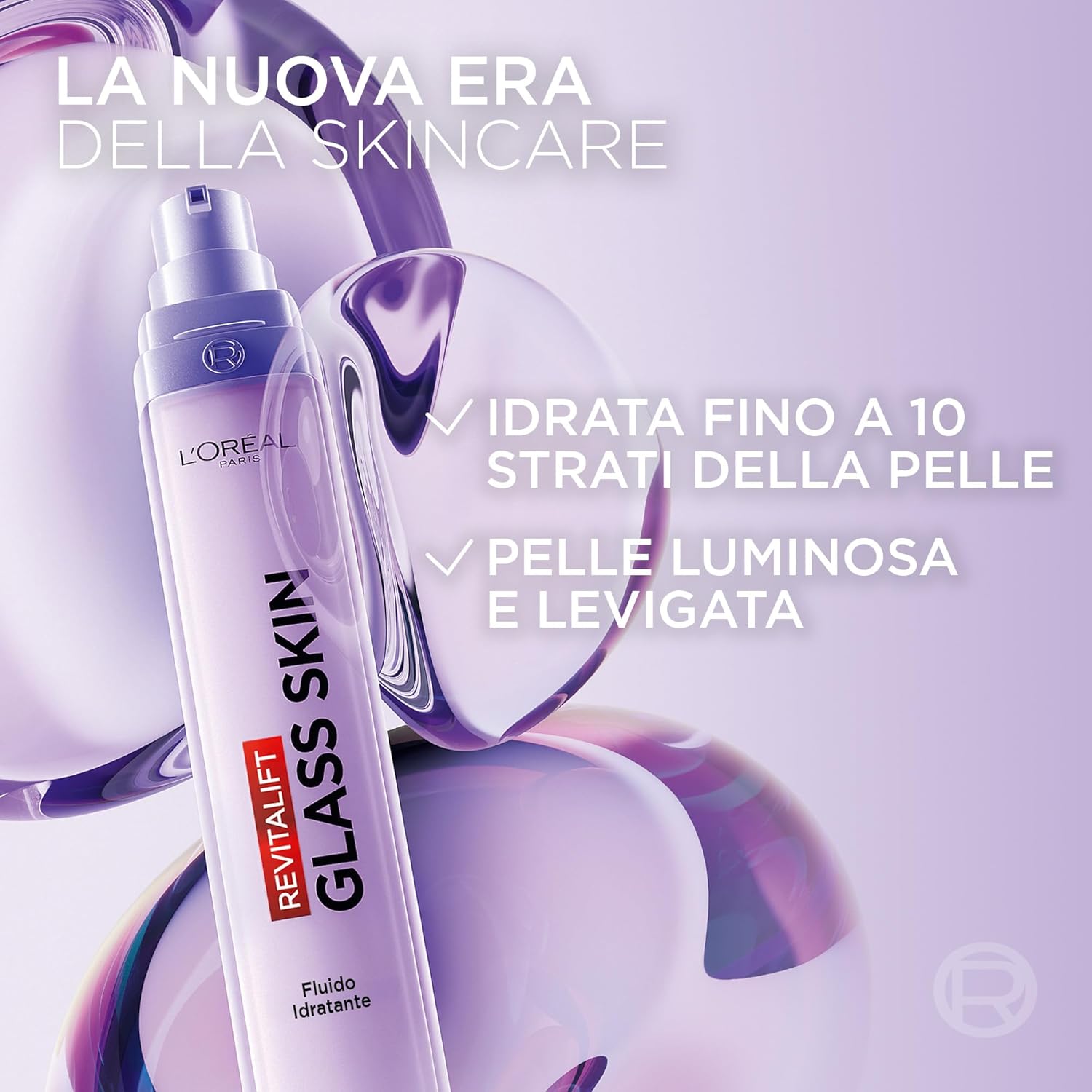 Detalle de L'Oréal Paris Fluido Idratante Revitalift Filler Glass Skin 50 ml – Idratazione intensa e effetto pelle di vetro