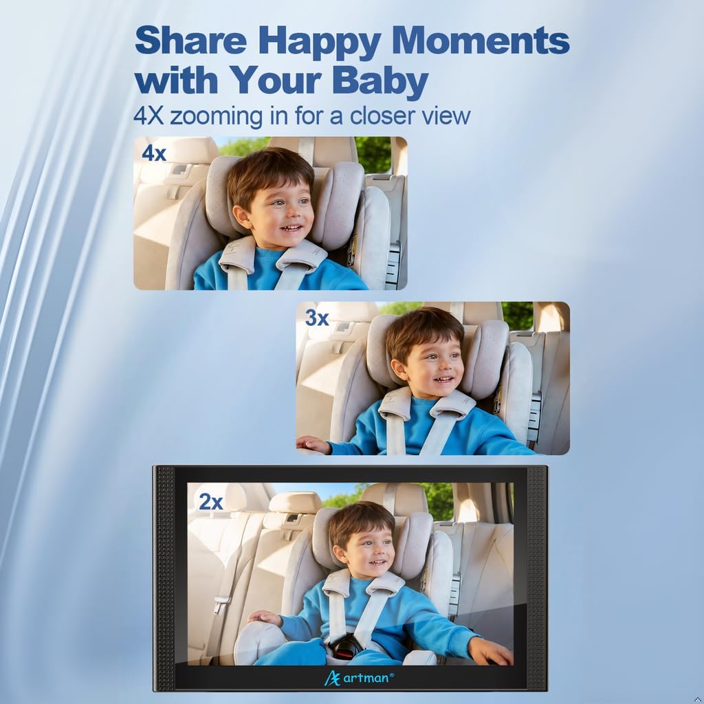 Thumbnail 6 de Baby Kamera Auto für 2 Kinder – 7,2 Zoll Split-Screen Doppelkamera HD 1440P, 360° Drehbar, IR-Nachtsicht