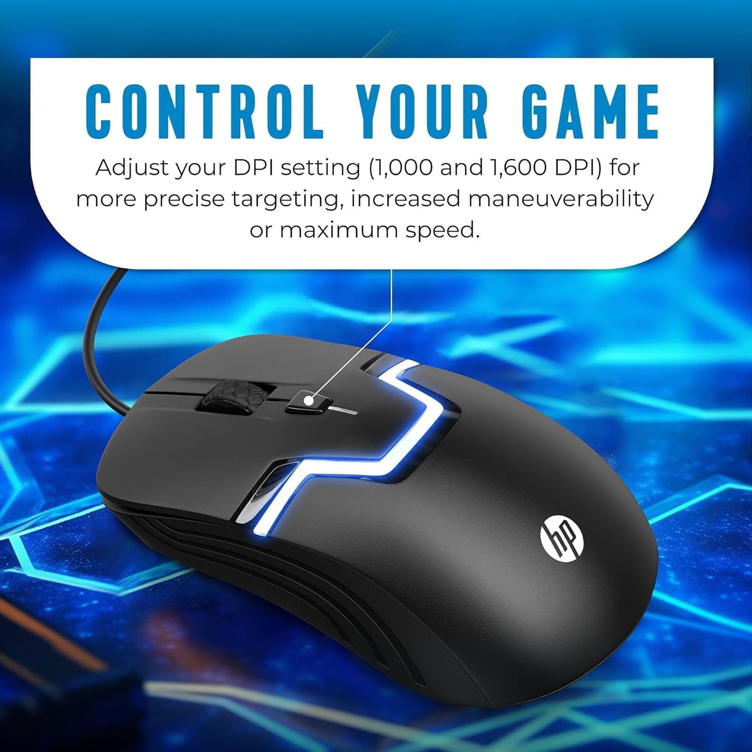Thumbnail 5 de HP Wired RGB Gaming Mouse with Optical Sensor and 7-Color LED (3 Buttons, 1200 DPI)