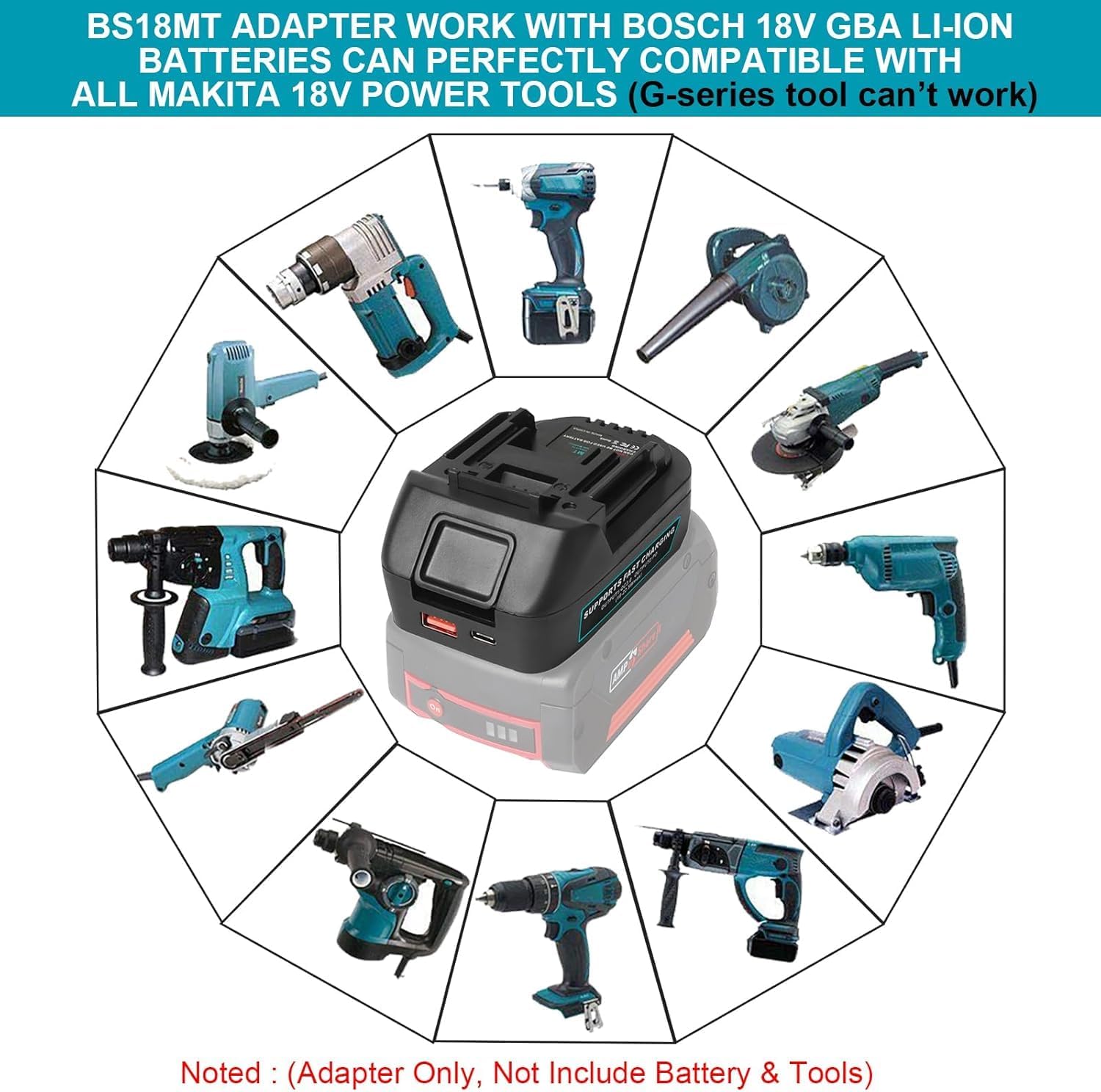 Detalle 1 de Adaptateur batterie USB Powarobor 18 V