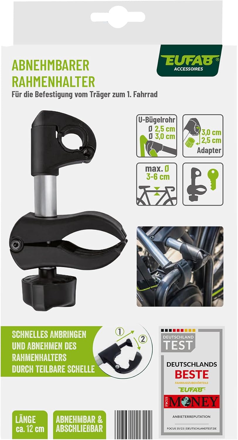 Thumbnail 6 de EUFAB 11629 Rahmenhalter abnehmbar kurz Ø 25+30 mm – Schwarz/Silber