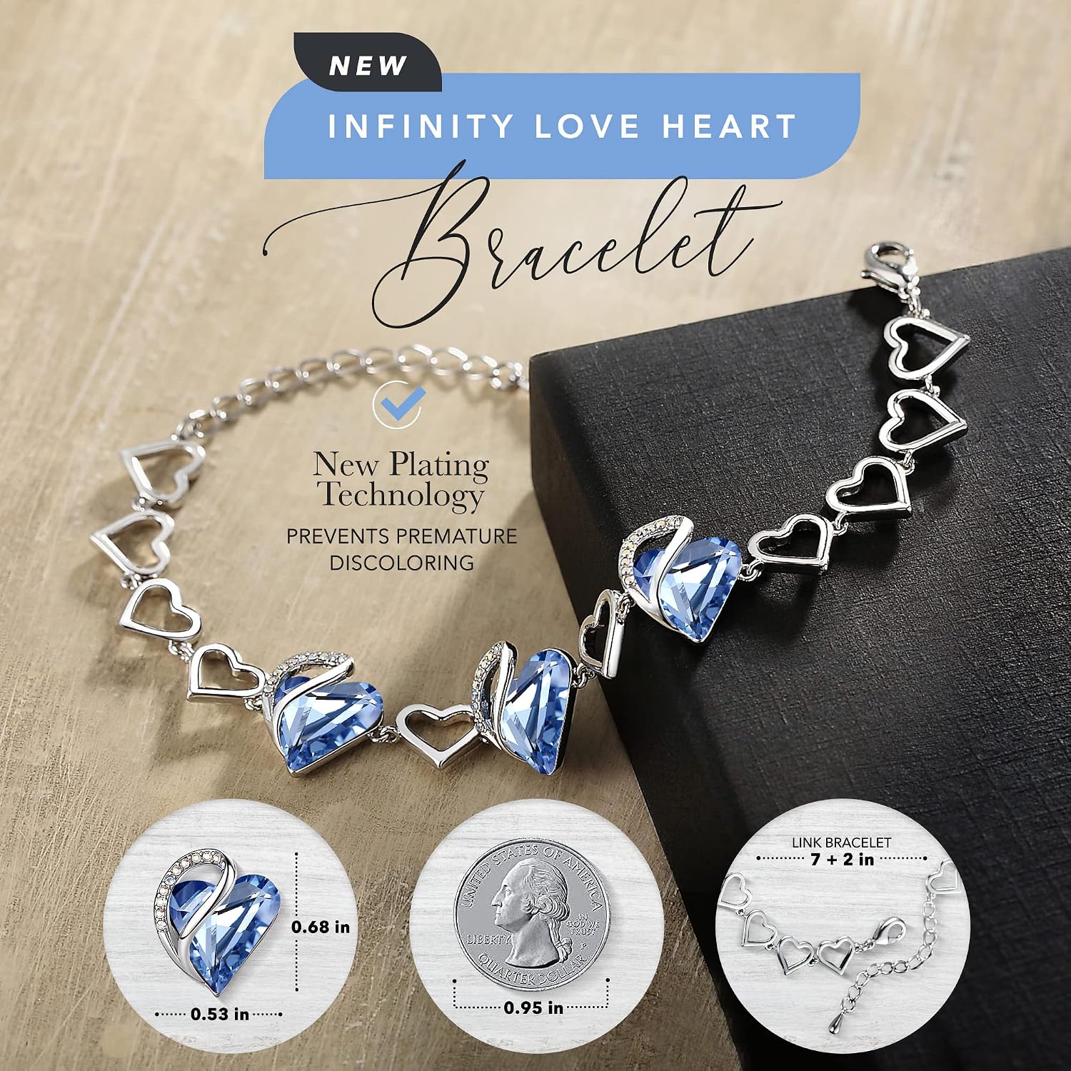 Detalle 2 de Leafael Infinity Heart Bracelet, 7-inch chain
