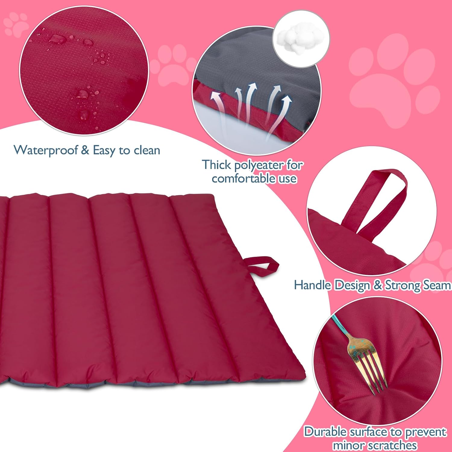 Detalle de XIAPIA wasserdichte Hundematte für Outdoor – 110 × 68 cm, faltbar, waschbar, Hygienisch