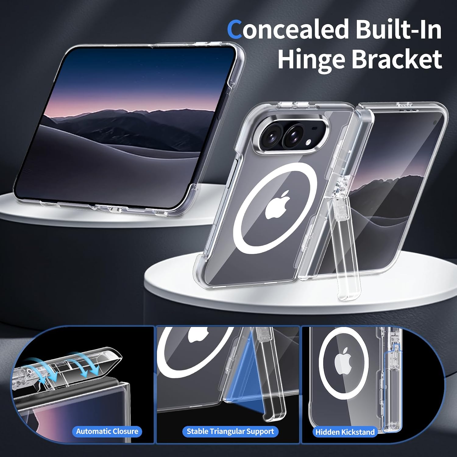 Detalle 1 de H HUALELE Magnetic iPhone Duo Case with Kickstand, Hinge and Screen Protection