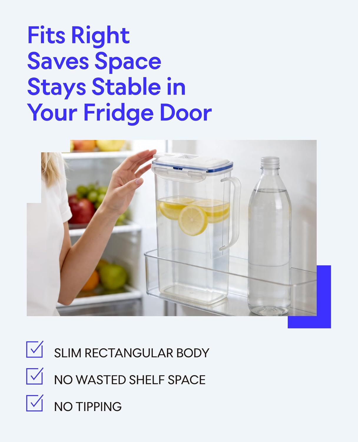 Thumbnail 2 de LocknLock Aqua Fridge Door Water Jug: 2-Quart BPA-Free Pitcher with Lid