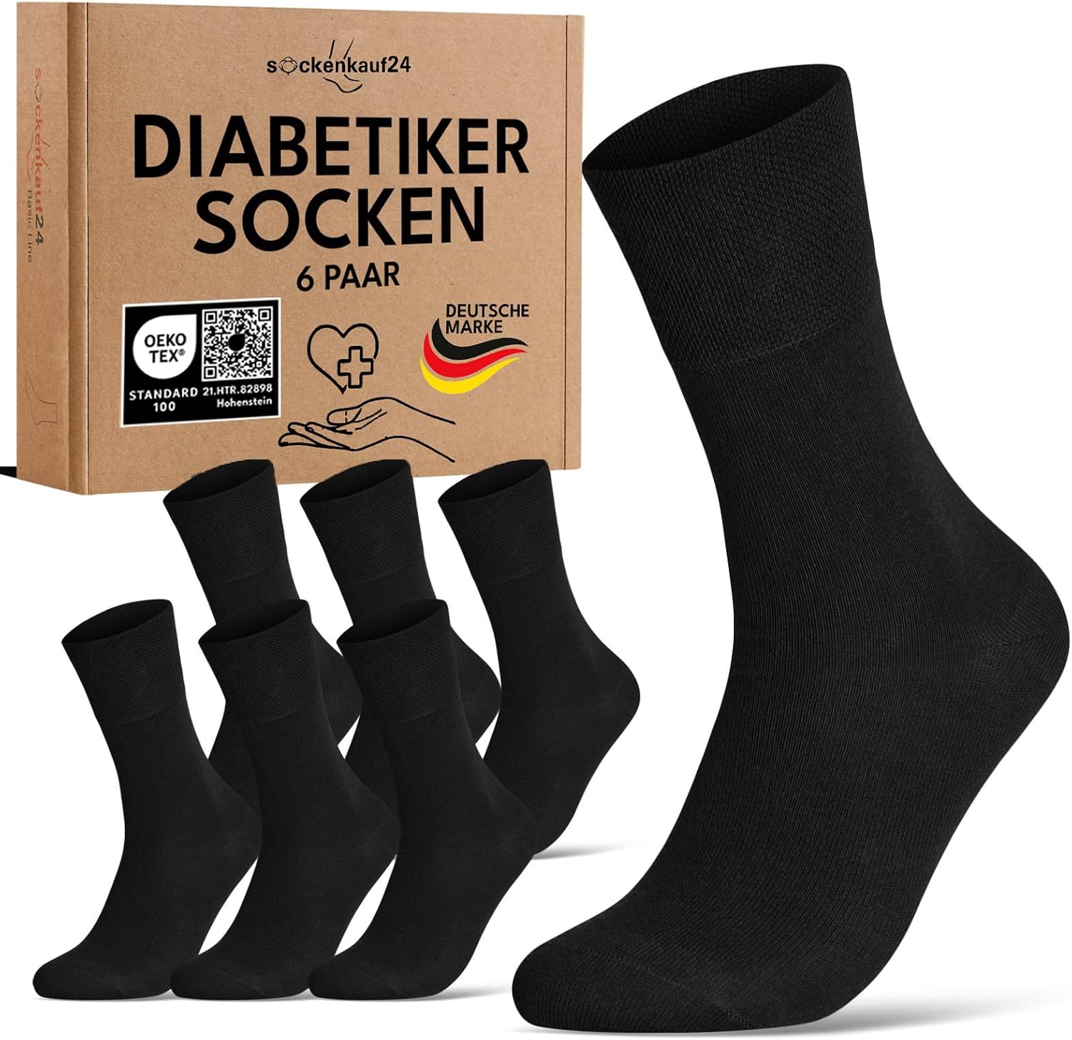 Detalle de Diabetikersocken 97% Baumwolle, 6 Paar