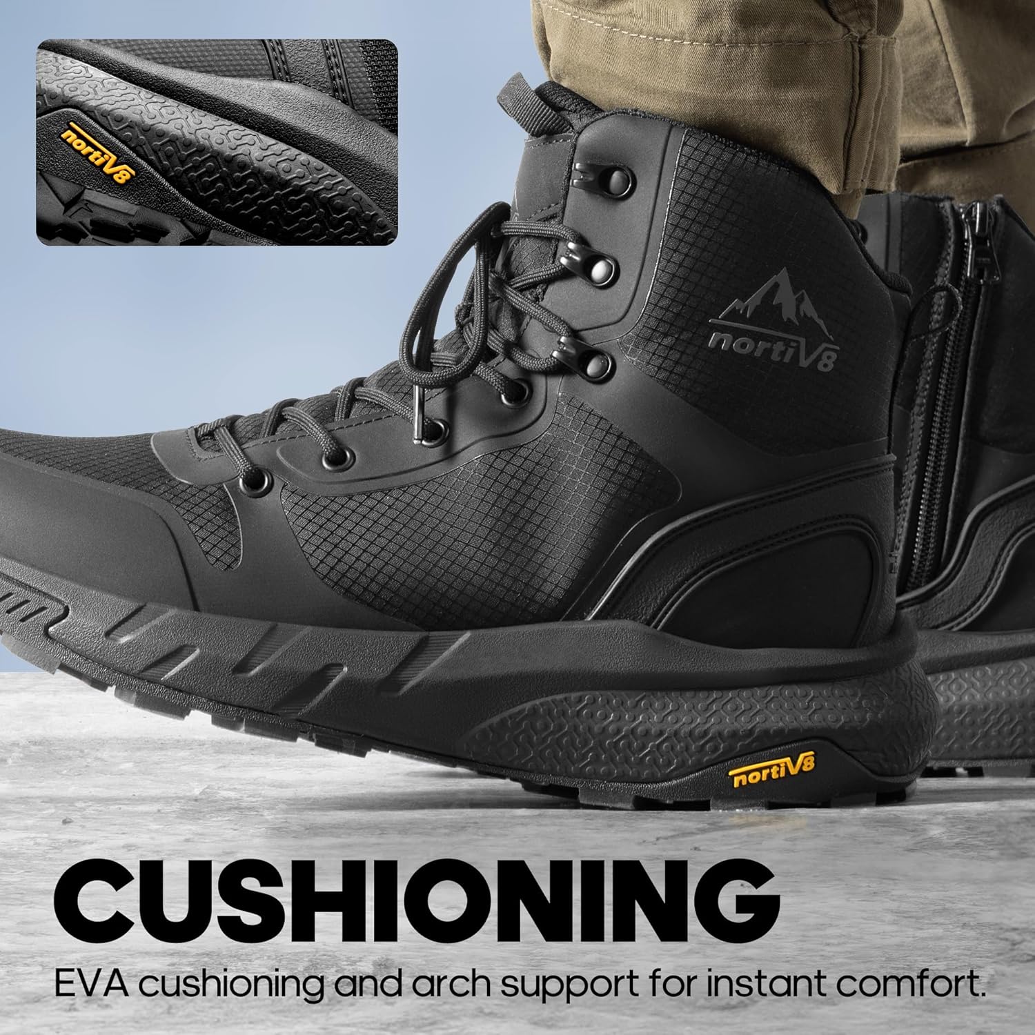 Thumbnail 3 de NORTIV 8 Men's Military Tactical Boot: Lightweight, All-Day Comfort with Side Zip