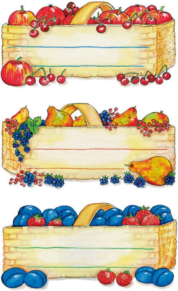 Detalle de HERMA 3784 självhäftande syltetiketter i papper, fruktmotiv, 76 × 35 mm