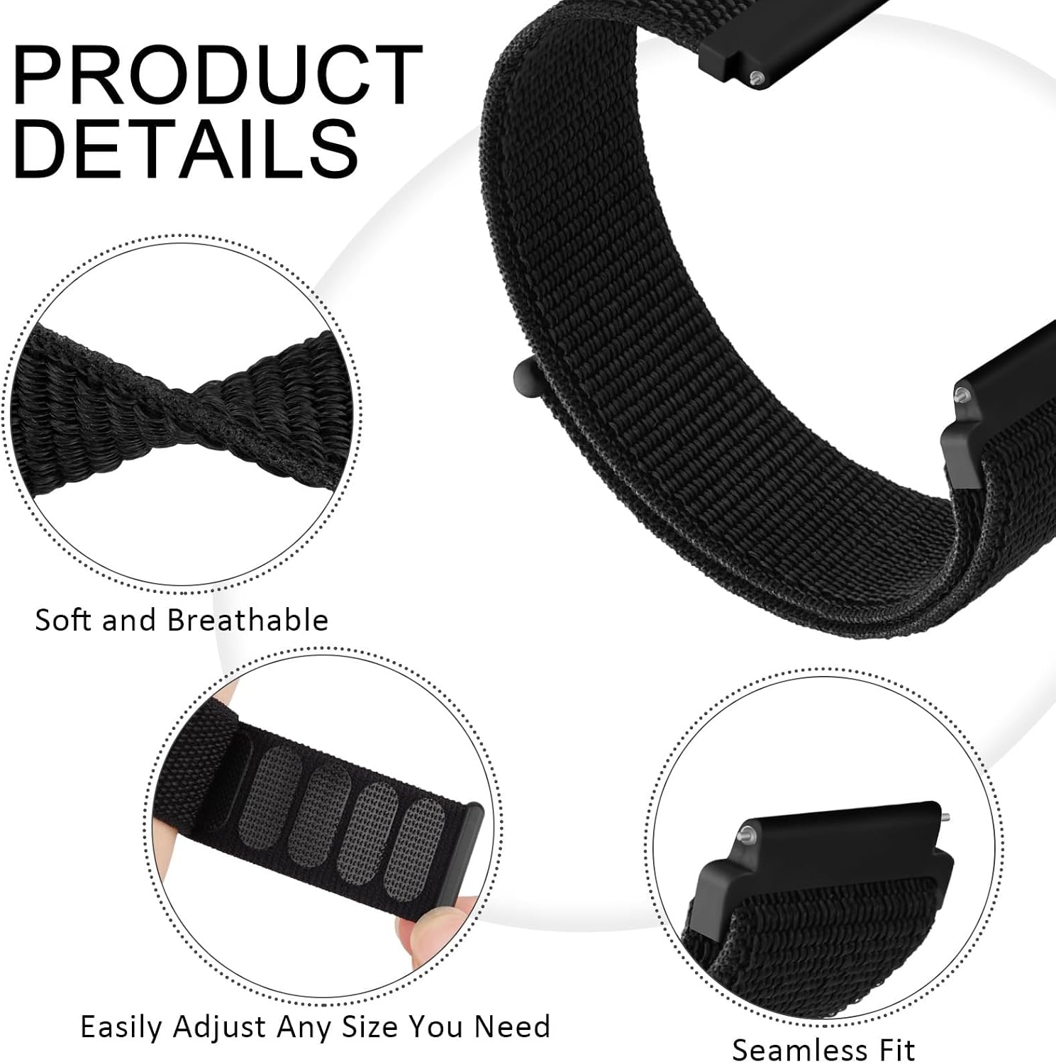 Detalle 2 de GIOPUEY Nylon Strap 22mm Breathable Band