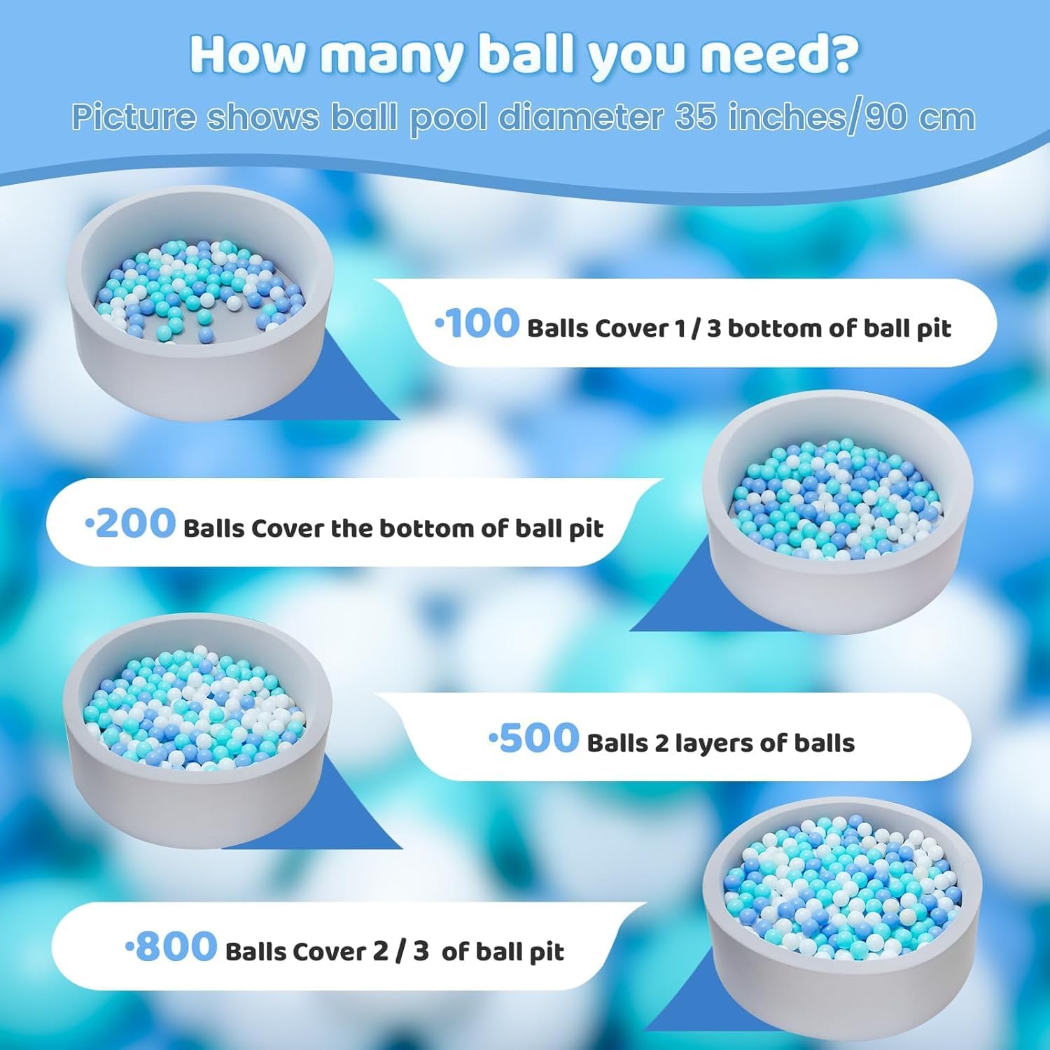 Detalle 2 de MoonxHome Crush-Proof Pastel Plastic Balls (2.15 in) — Pack of 100