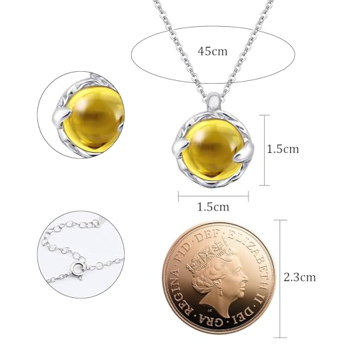 Thumbnail 5 de Weviway Circle Citrine Pendant Necklace, Silver Cable Chain – 45 cm