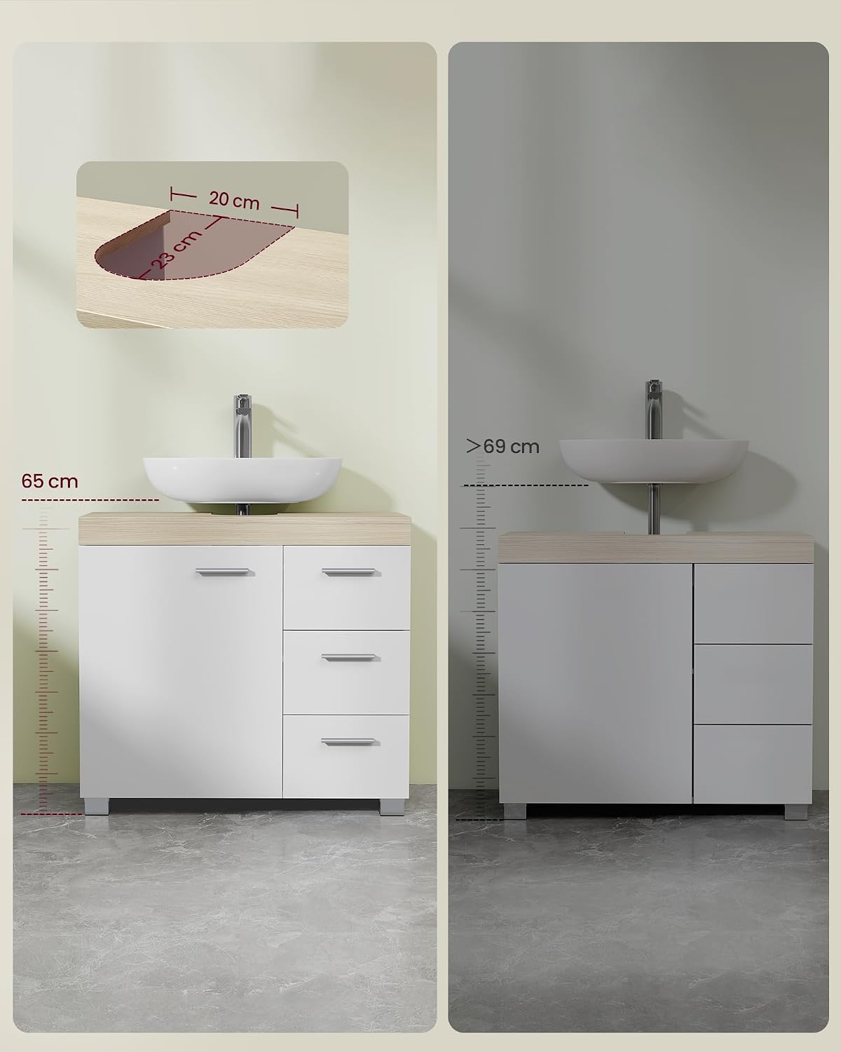 Thumbnail 6 de VASAGLE CUSTOS BBK503K01 Under-Sink Cabinet, 3 Drawers and Adjustable Shelf
