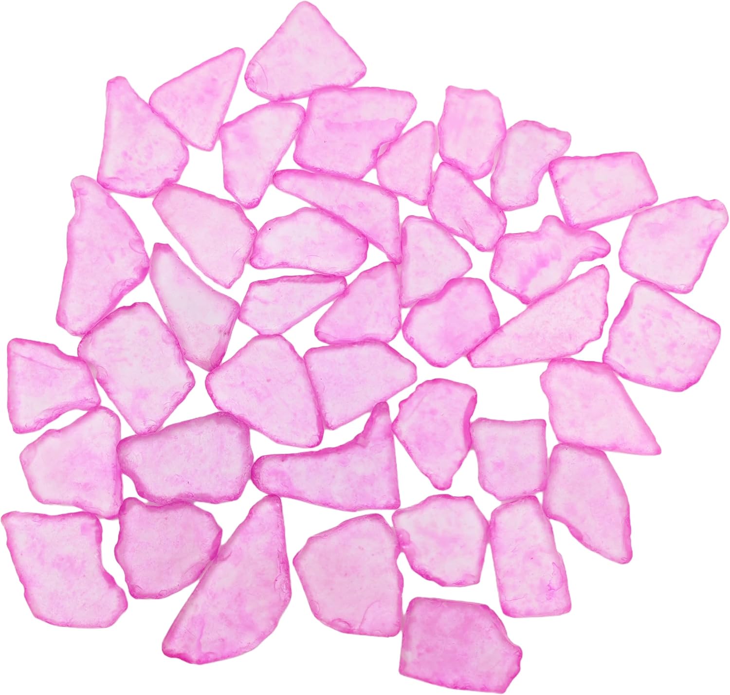 Thumbnail 3 de 500g Irregular Frosted Glass Mosaic Tiles (40pcs) Bulk – Pink frosted glass for DIY mosaic crafts, frames & coasters