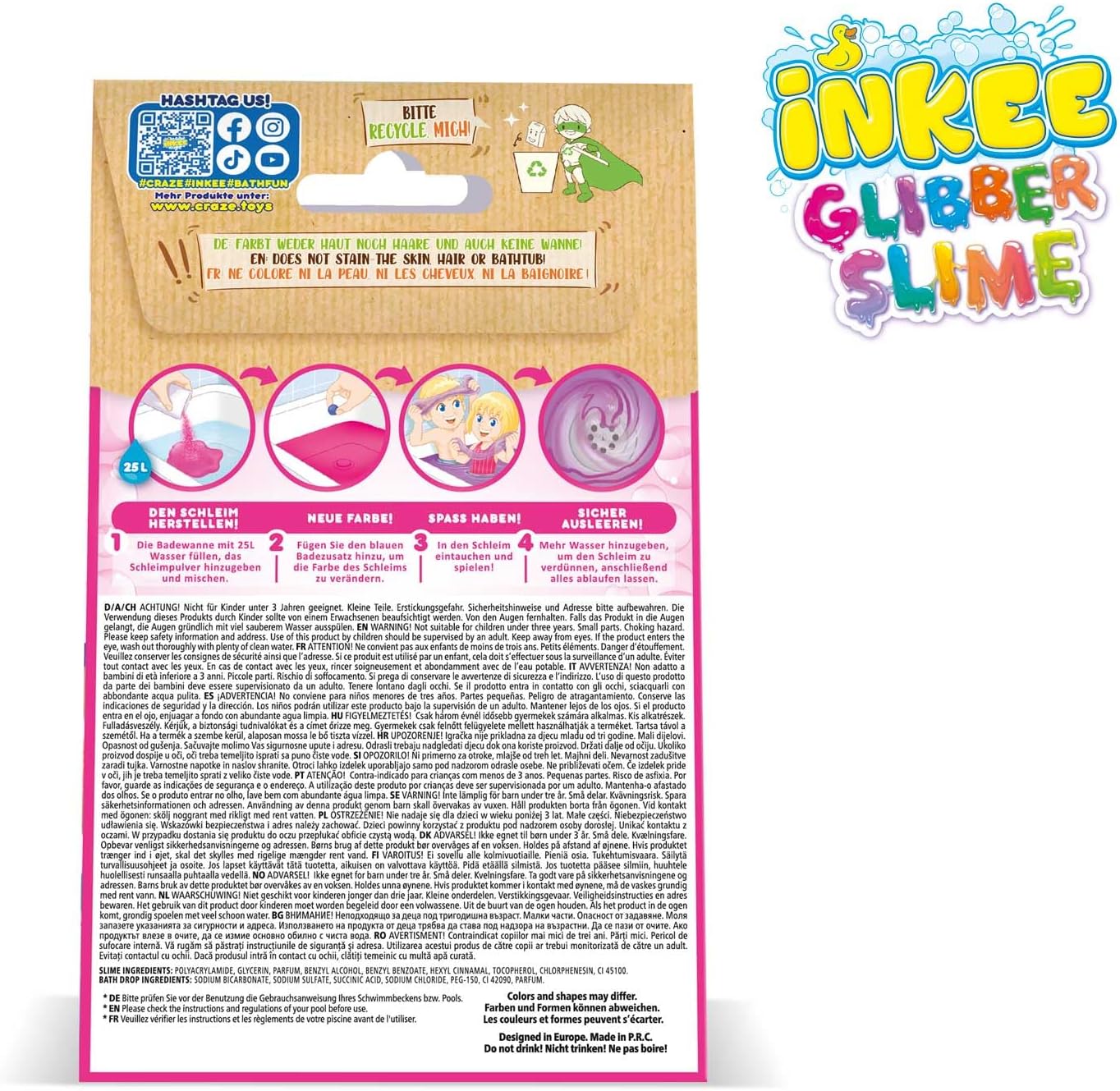 Thumbnail 3 de INKEE Set Mermaid Galupy Poudre de Bain Rose Fluo