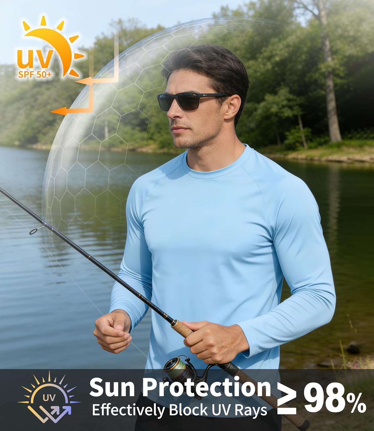 Detalle de ZITY 5 Pack Long Sleeve Shirts for Men with UPF 50+ Sun Protection — Fast Dry, Lightweight Rash Guard