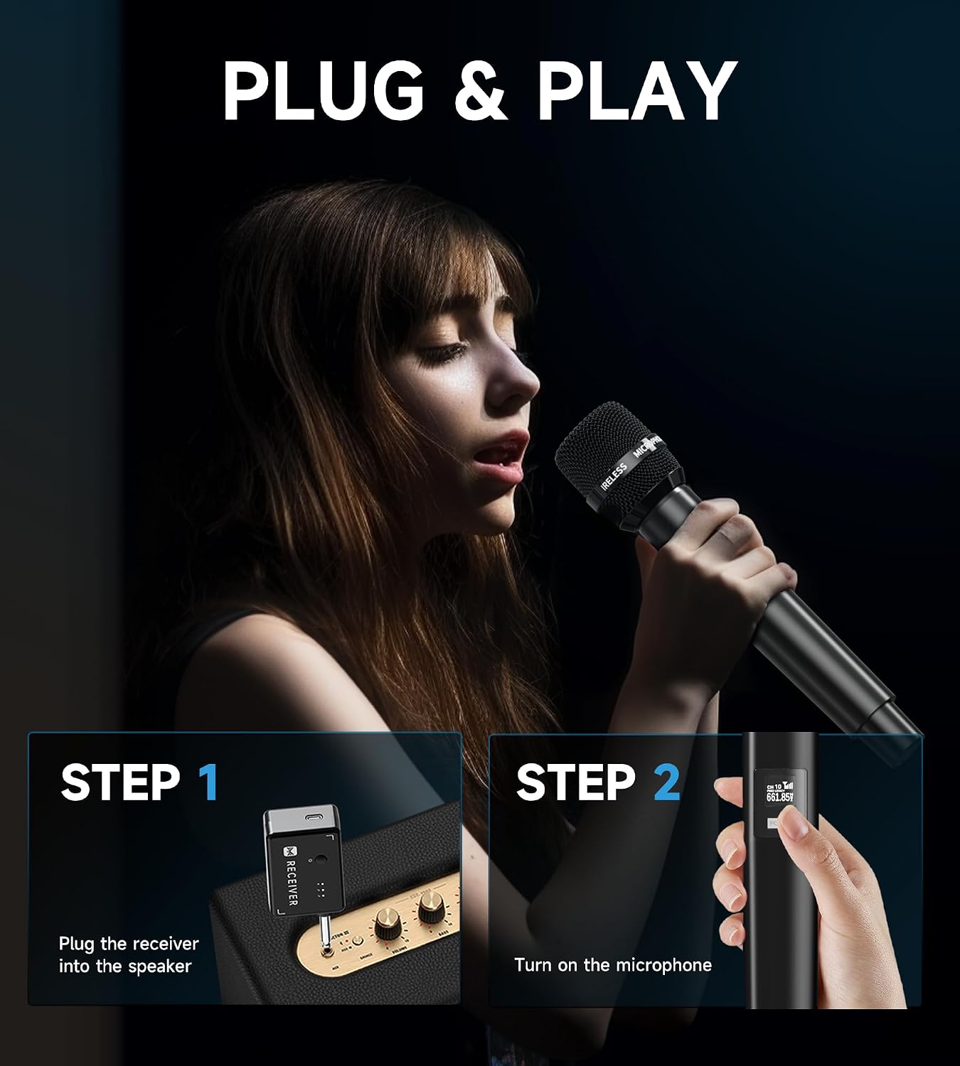 Thumbnail 6 de ECHOMUSSY G59S Wireless Microphone System, 2 Handheld Mics, 2.4GHz