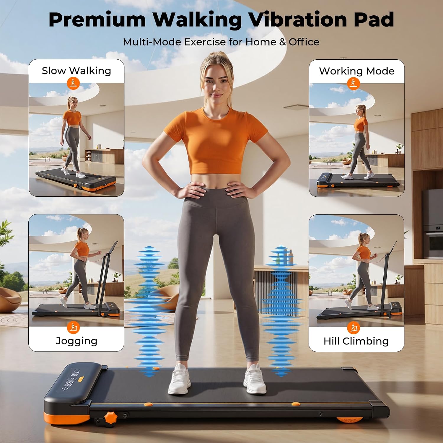 Detalle de JAGJOG JT56 Walking Pad with Incline, Vibration and Wristband Remote
