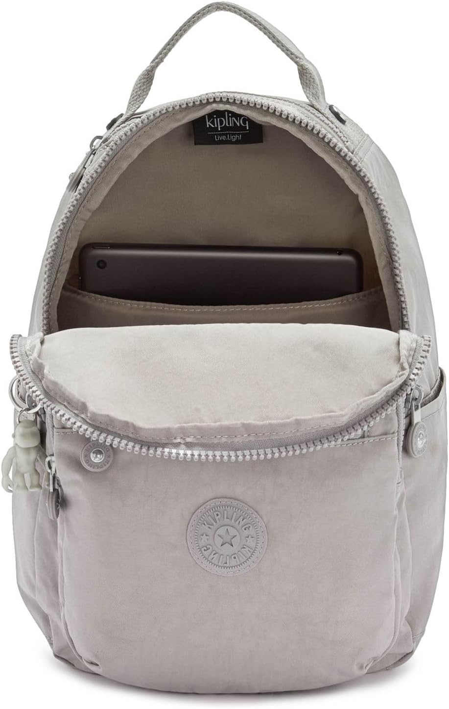 Detalle 2 de Kipling SEOUL S Kleiner Rucksack (Grau) – Tablet-Fach und kompakter Alltagsbegleiter
