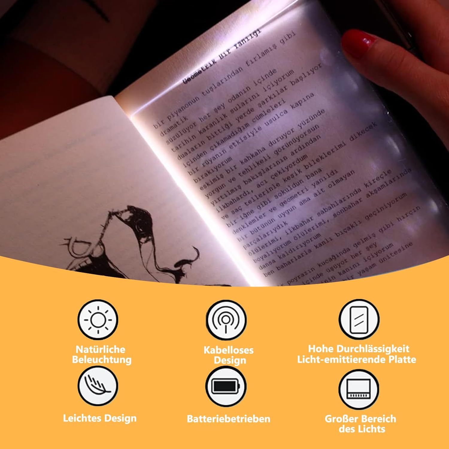 Thumbnail 1 de Maxspace Leselampe fürs Buch mit Timer, dimmbaren LEDs & 3 Lichtfarben (rosa)