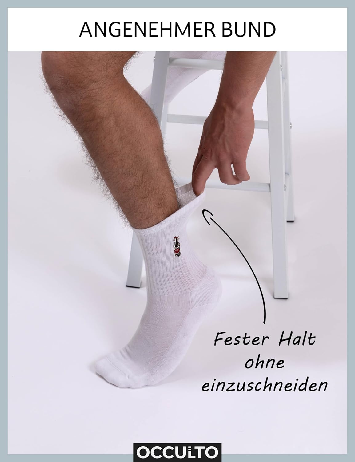 Detalle 2 de Occulto Damen & Herren Motiv Tennissocken 3er Pack (Modell: Robin) – Statement Tennis Socken