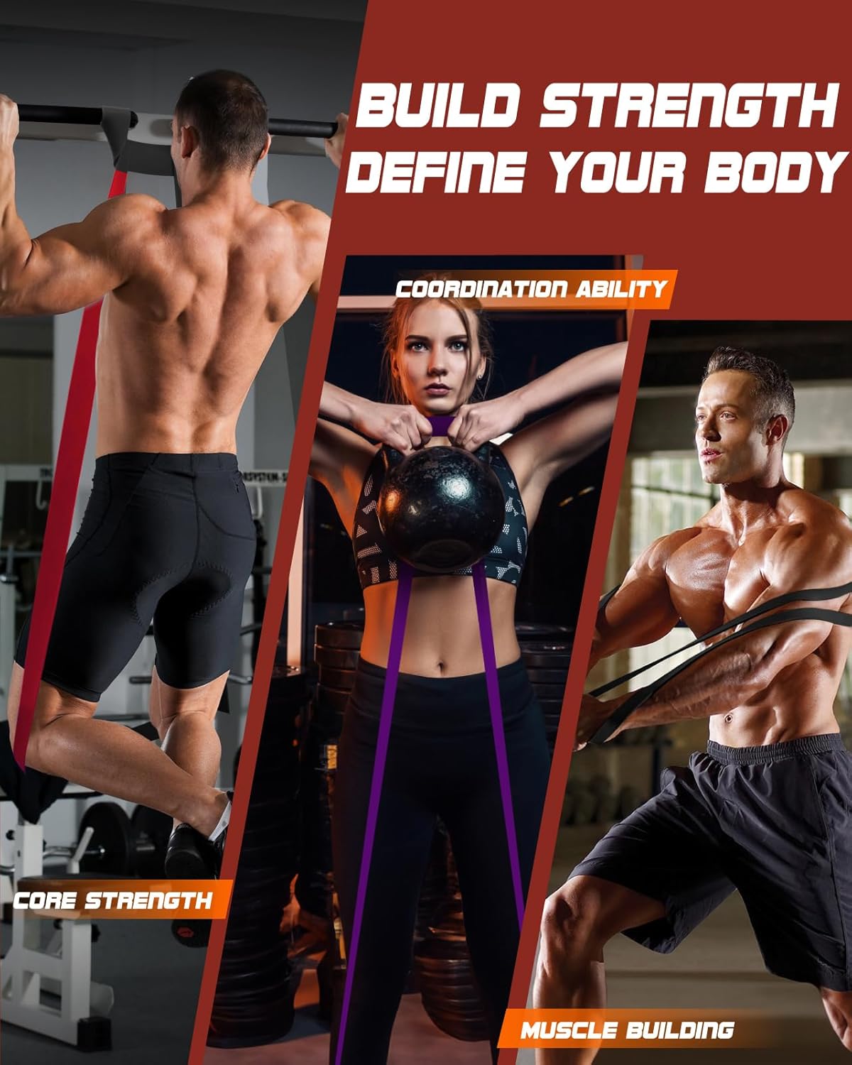 Thumbnail 1 de Fitense Pull Up Resistance Bands Set