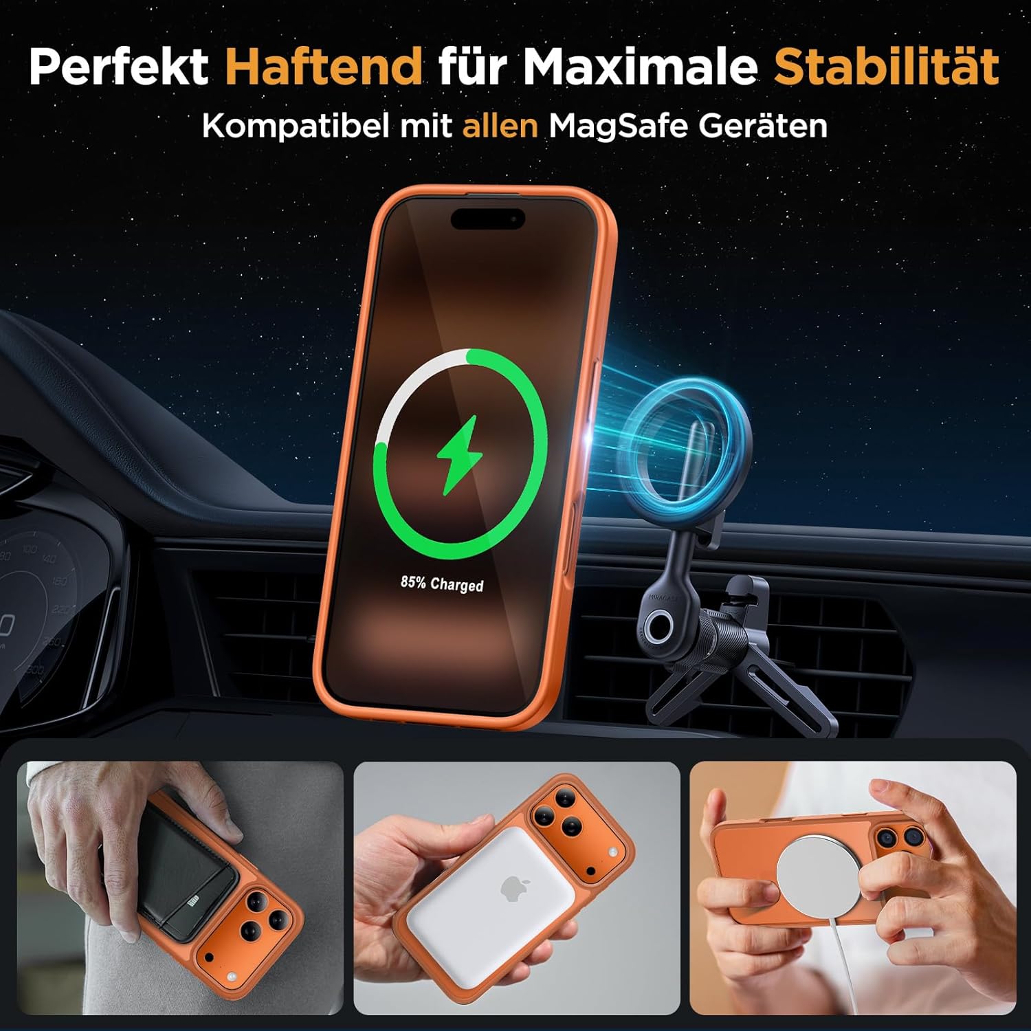 Thumbnail 2 de Miracase Hülle für iPhone 17 Pro 6,3" mit MagSafe – stoßfest, kratzfest & samtige Haptik (matt leuchtendes Orange)