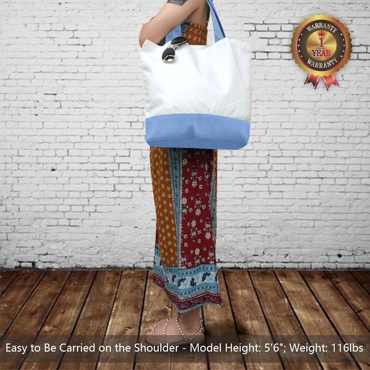 Thumbnail 1 de TOPDesign 3-Pack Super Strong Large 12oz Cotton Canvas Tote Bags (Two-Tone, Reusable)