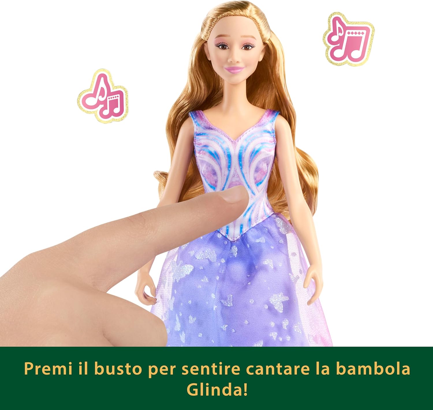 Detalle de Mattel Wicked Glinda cantante con abito rimovibile 🎎