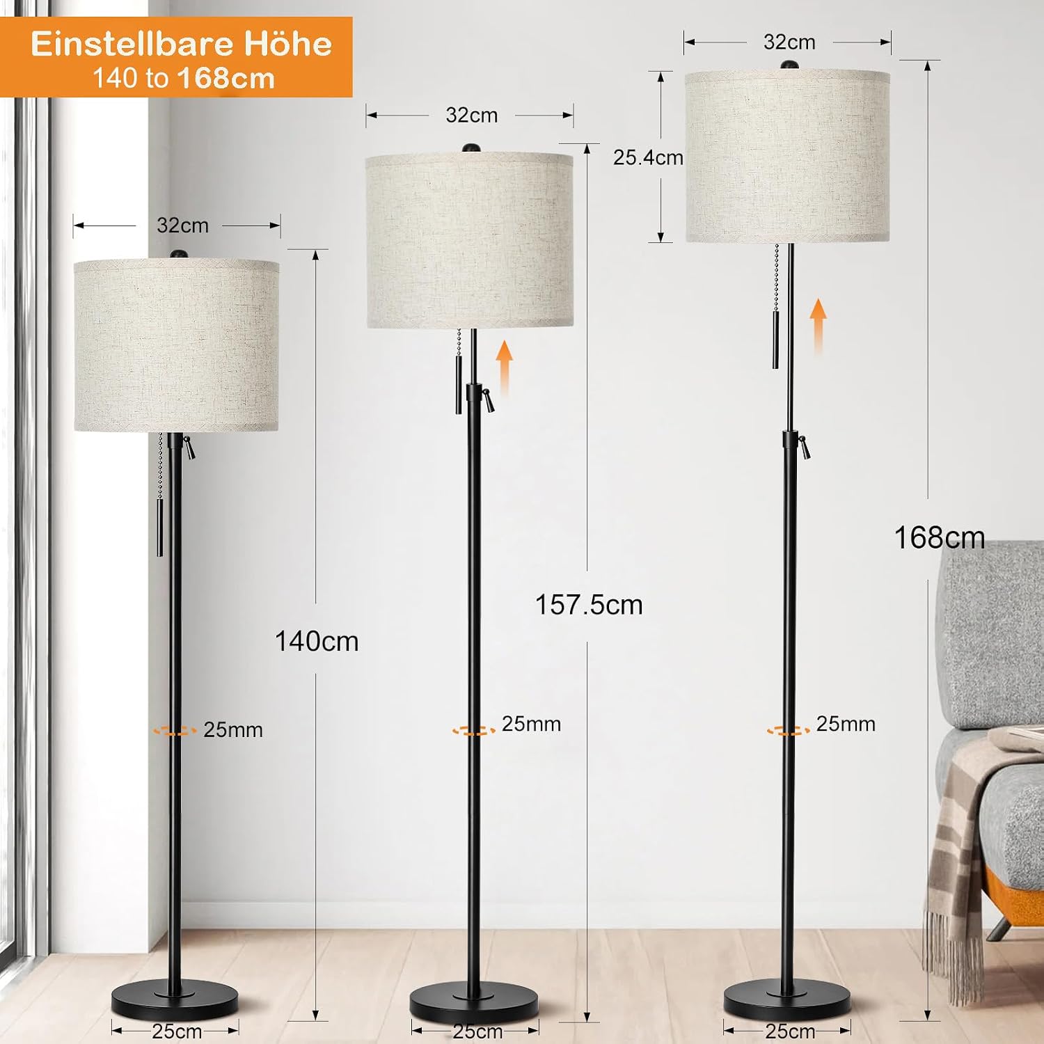 Detalle 2 de Qingmiao Stehlampe 140–168 cm