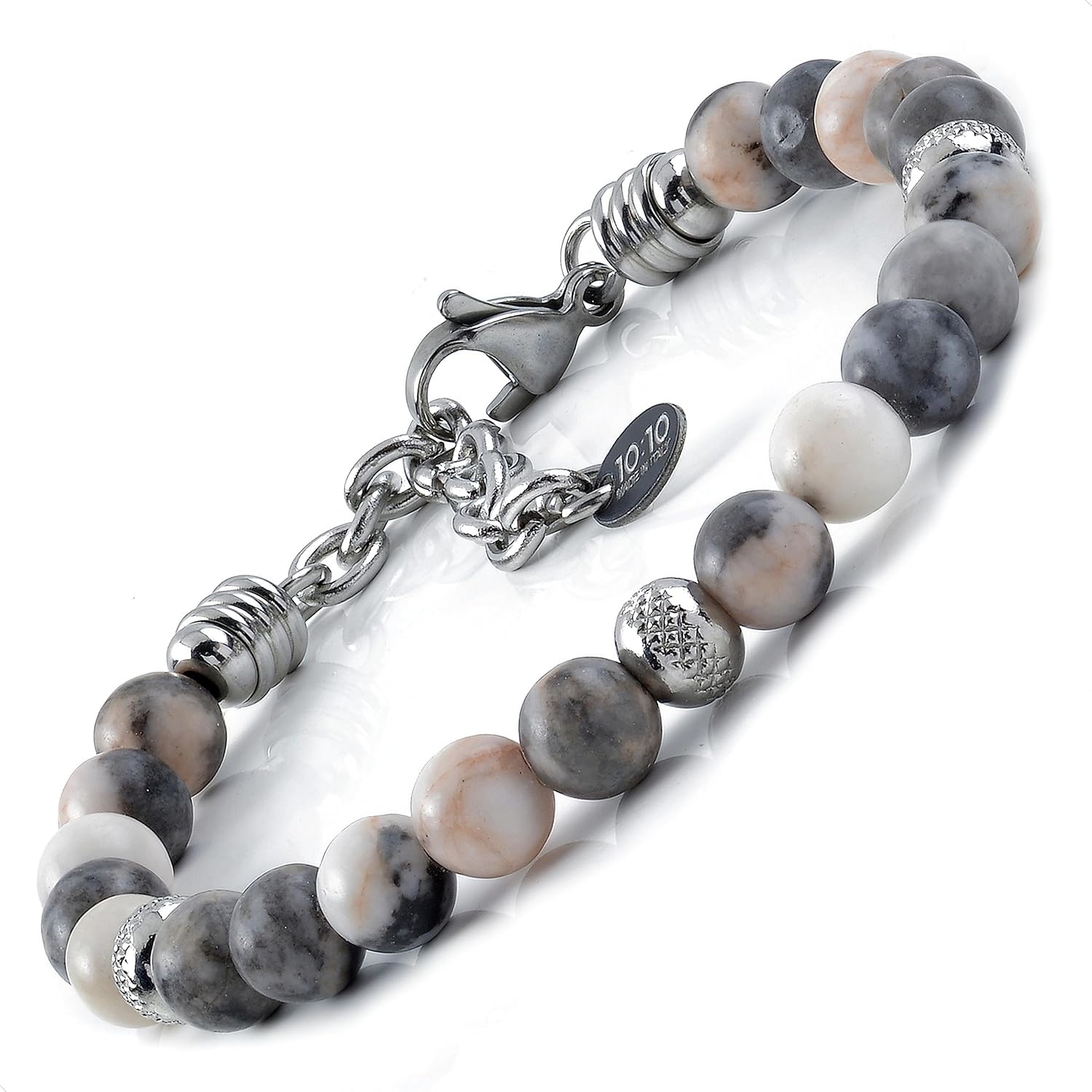 Detalle de 10:10 Bracciale diaspro 6 mm, beads acciaio