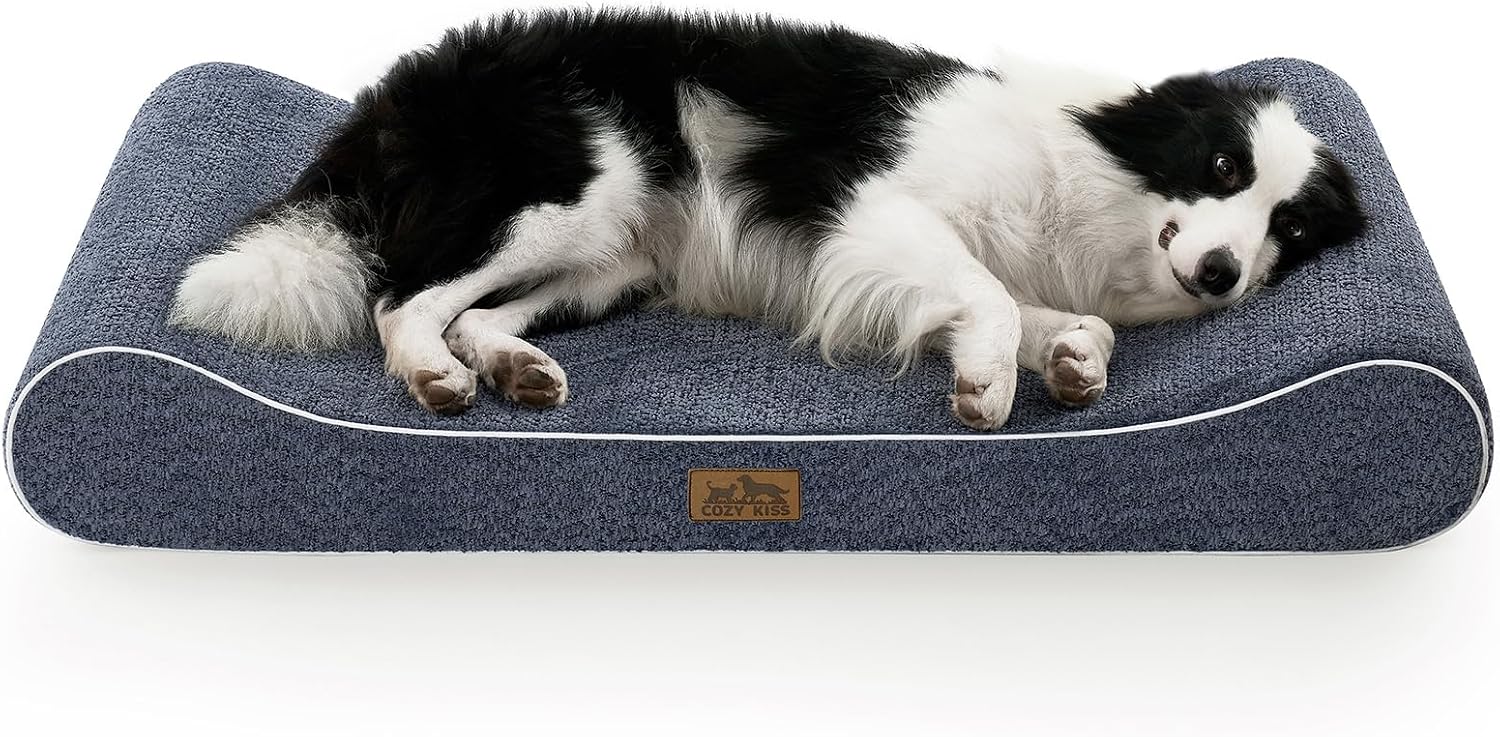 Detalle de COZY KISS Orthopädisches Hundebett für Große Hunde – 114x76x15 cm, Blau