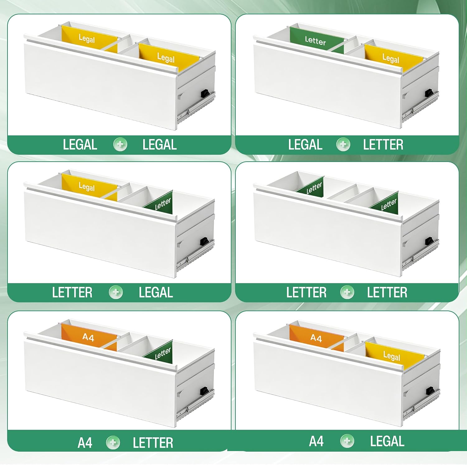 Detalle 2 de VIYET LFC001 4-Drawer Lateral File Cabinet with Lock, White Steel
